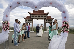 Choiganmaa, a journalist, and Shoraan Kuular, a stock farmer, celebrate their wedding with friends at a symbolic gateway to Tuva outside the capital Kyzyl where its future railway station is supposed to sit. Tuva was a vassal of the Chinese Qing Empire until 1912 and the Chinese influence, although largely forgotten, can still sometimes spring up in new landmarks such as this one.