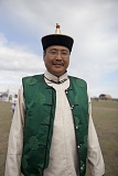 Igor Koshkendey, a prominent Tuvan throat singer and musician, attends the annual farmers' festival Naadym as part of the Best Yurt contest jury.