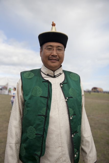 Igor Koshkendey, a prominent Tuvan throat singer and musician, attends the yearly farmers' festival Naadym as part of the Best Yurt contest jury. Tos-Bulak, Tuva, Russia.