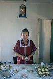 Iraida Baldyr, a retied nursery teacher, now serving as housekeeper at Buddhist sanctuary Sunrap Gyatsoling in Erzin near the Mongolian border.
