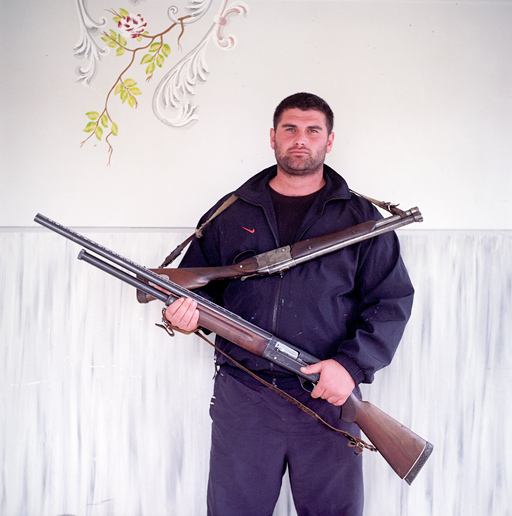 Ruslan lives in the village of Ashe located in an area where a few thousand Circassians live in compact communities. He poses for picture with hunting guns. Local Circassians remain very attached to their land and faithful to their ancestors’ pastimes eagerly talking of their hunting feats and 19th century battles. Circassian tribes living along the Black sea shore waged the fiercest resistance to the Russian army during the century-long Russian-Caucasian war. ASHE/SOCHI, RUSSIA, MAY 2009.