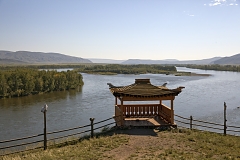 A lookout at an ovaa - a sacred place at Balik Kharaar on the left bank of the Yenissei river